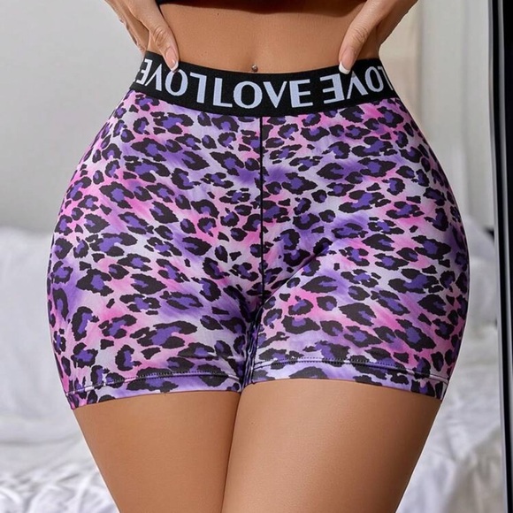 High Waist Sports Camouflage Print Contrast  Letter Webbing Stitching Boyshorts - Picture 2 of 4